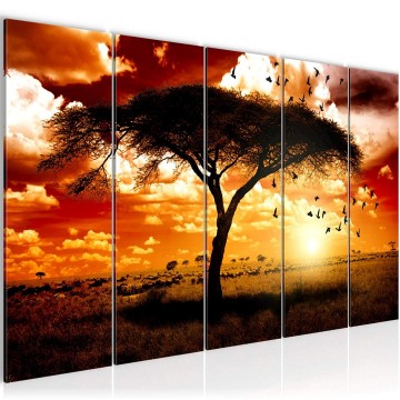 Canvas 5 luik schilderij afrika 6 220 x 80 cm 001555