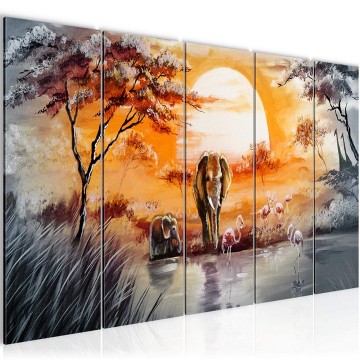 Canvas 5 luik schilderij afrika 7 220 x 80 cm 001155