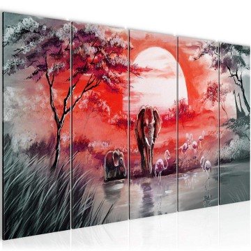 Canvas 5 luik schilderij afrika 8 220 x 80 cm 001155