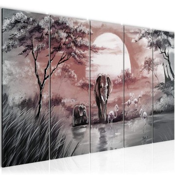 Canvas 5 luik schilderij afrika 9 220 x 80 cm 001155