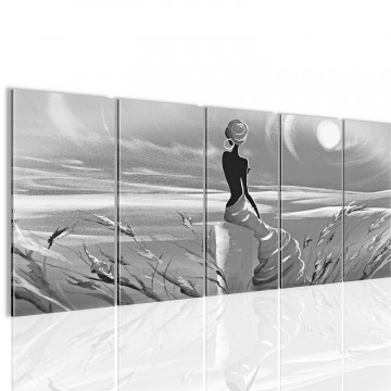 Canvas 5 luik schilderij afrika girl2 220 x 80 cm 002455