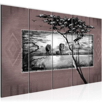 Canvas 5 luik schilderij afrika olifant 10 220 x 80 cm 002555
