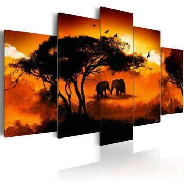 Canvas 5 luik schilderij afrika olifant 101 240 x 112 cm 5718