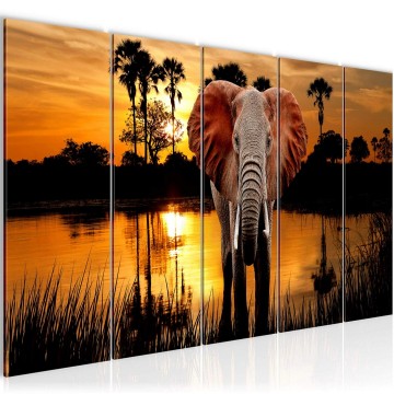Canvas 5 luik schilderij afrika olifant 13 220 x 80 cm 001955