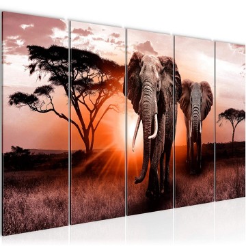 Canvas 5 luik schilderij afrika olifant 5 220 x 80 cm 007655