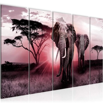 Canvas 5 luik schilderij afrika olifant 6 220 x 80 cm 007655