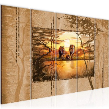 Canvas 5 luik schilderij afrika olifant 7 220 x 80 cm 001755