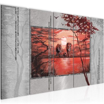 Canvas 5 luik schilderij afrika olifant 8 220 x 80 cm 001755