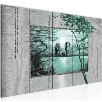 Canvas 5 luik schilderij afrika olifant 9 220 x 80 cm 001755