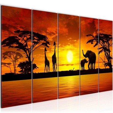 Canvas 5 luik schilderij afrika olifanten 1 220 x 80 cm 000255