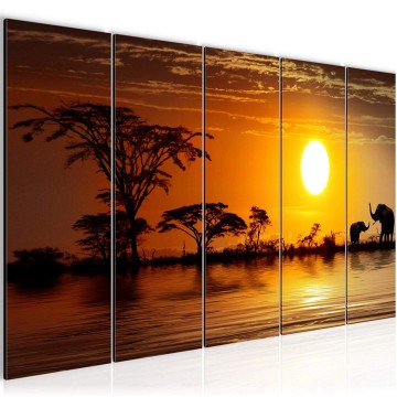 Canvas 5 luik schilderij afrika olifanten 1 220 x 80 cm 00055