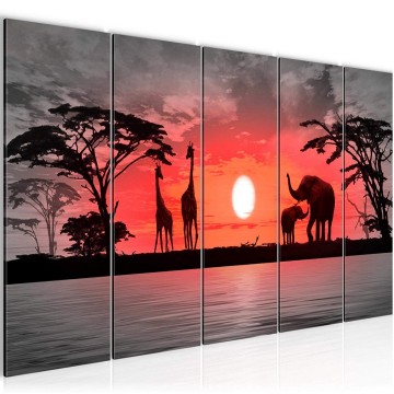 Canvas 5 luik schilderij afrika olifanten 2 220 x 80 cm 000255