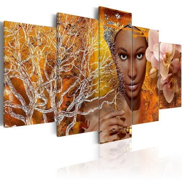 Canvas 5 luik schilderij afrika vrouw 1 240 x 112 cm h c 0013 b m 