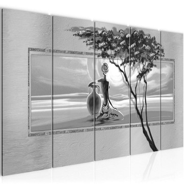 Canvas 5 luik schilderij afrika vrouw 3 220 x 80 cm 000955