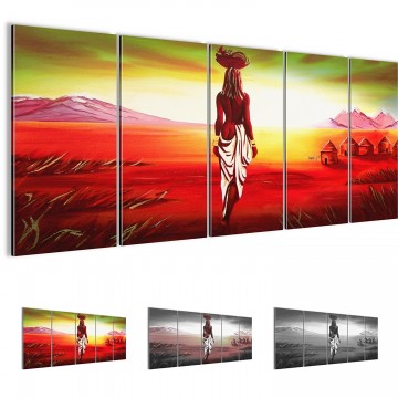 Canvas 5 luik schilderij afrika vrouw1 220 x 80 cm 001655