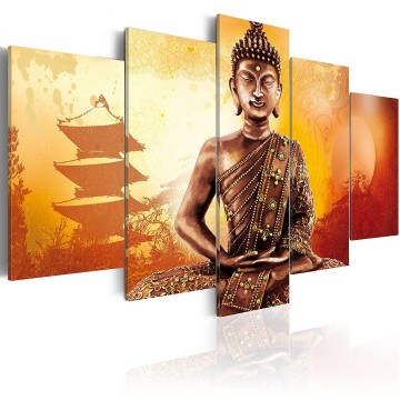 Canvas 5 luik schilderij asia 1 boeddha 240 x 112 cm 051402