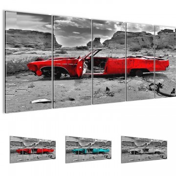 Canvas 5 luik schilderij auto wrak1 220 x 80 cm 602255