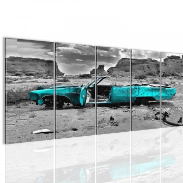 Canvas 5 luik schilderij auto wrak3 220 x 80 cm 602255