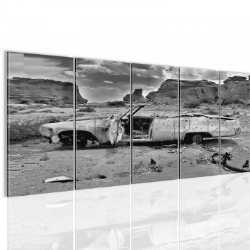Canvas 5 luik schilderij auto wrak4 220 x 80 cm 602255