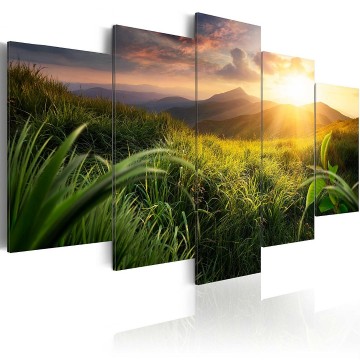 Canvas 5 luik schilderij bergen 2 240 x 112 cm c a 0095 b m 0