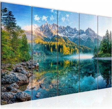 Canvas 5 luik schilderij bergen landschap 220 x 80 cm 059555a