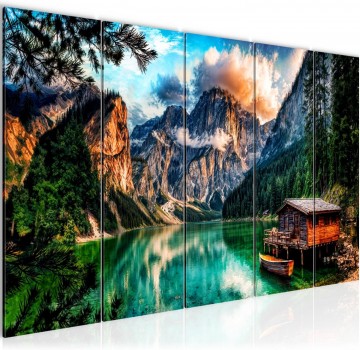 Canvas 5 luik schilderij bergen landschap 220 x 80 cm 059956a