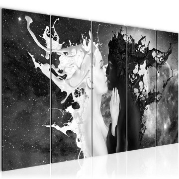 Canvas 5 luik schilderij black  white 1 220 x 80 cm 005055