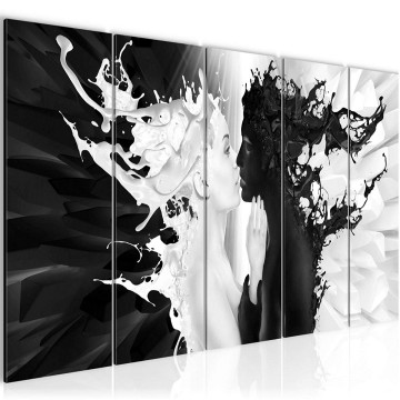 Canvas 5 luik schilderij black  white 2 220 x 80 cm 005055