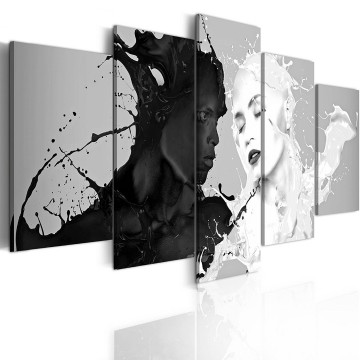 Canvas 5 luik schilderij black  white 2 240 x 112 cm 020103   2 