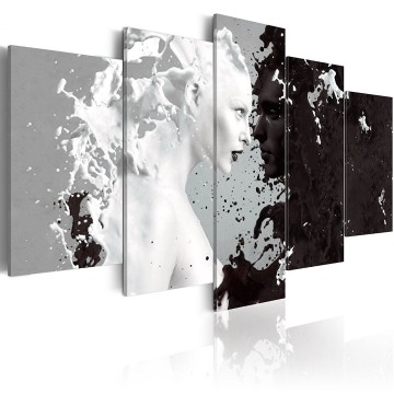 Canvas 5 luik schilderij black  white 240 x 112 cm 020203  4