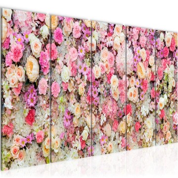 Canvas 5 luik schilderij bloemen 1 220 x 80 cm 015455
