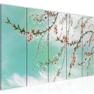 Canvas 5 luik schilderij bloemen 2 220 x 80 cm 020055 ama