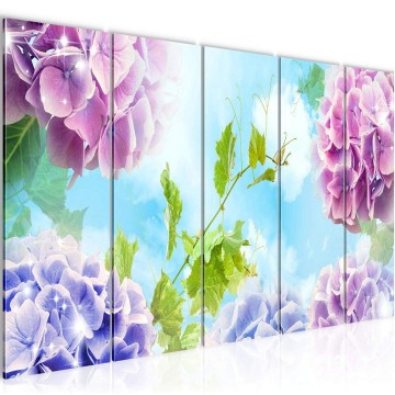 Canvas 5 luik schilderij bloemen 6 220 x 80 cm 017555