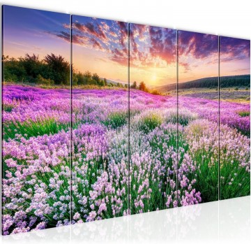 Canvas 5 luik schilderij bloemenveld 220 x 80 cm 059455a