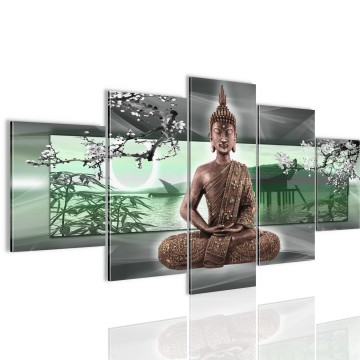 Canvas 5 luik schilderij boeddha 1 200 x 100 cm 503251b