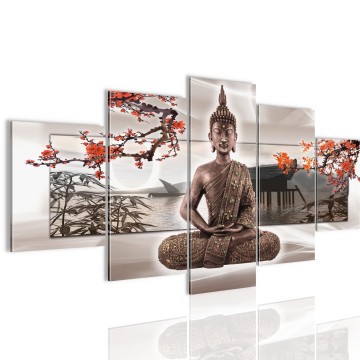 Canvas 5 luik schilderij boeddha 1 200 x 100 cm 503251c