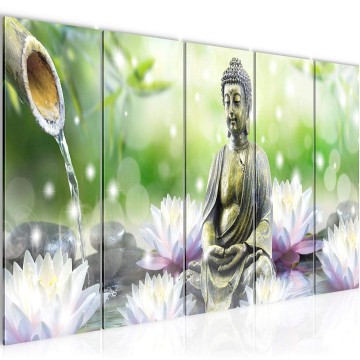 Canvas 5 luik schilderij boeddha 105 220 x 80 cm 018255