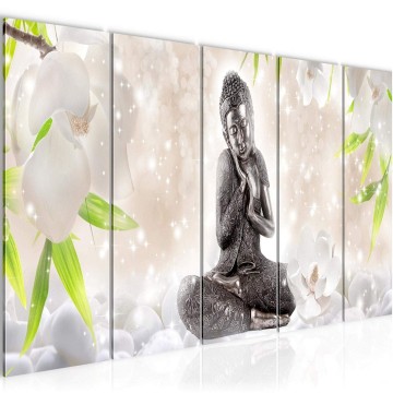 Canvas 5 luik schilderij boeddha 108 220 x 80 cm 019155