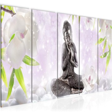 Canvas 5 luik schilderij boeddha 110 220 x 80 cm 019155