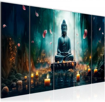 Canvas 5 luik schilderij boeddha 220 x 80 cm 057455a