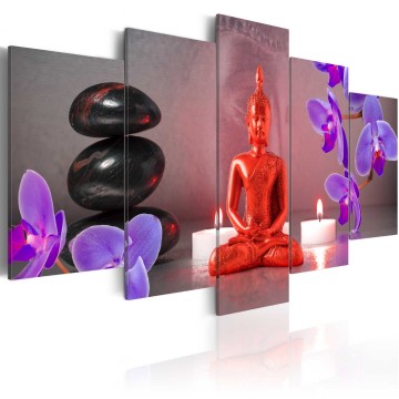 Canvas 5 luik schilderij boeddha 23 240 x 112 cm ha 0024 bn