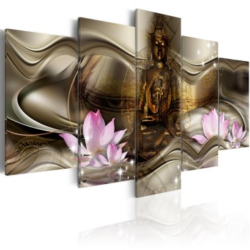 Canvas 5 luik schilderij boeddha 24 240 x 112 cm ha 0075 bn