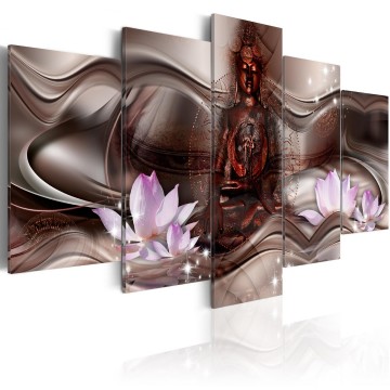 Canvas 5 luik schilderij boeddha 25 240 x 112 cm ha 0075 bn