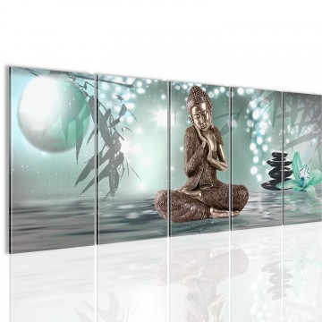 Canvas 5 luik schilderij boeddha asia3 220 x 80 cm 503455