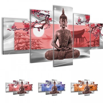 Canvas 5 luik schilderij boeddha azie 1 200 x 100 cm 50495