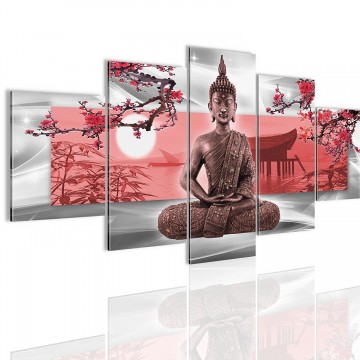 Canvas 5 luik schilderij boeddha azie 2 200 x 100 cm 50495