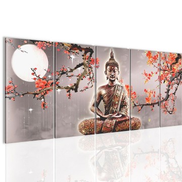 Canvas 5 luik schilderij boeddha azie2 220 x 80 cm 500655 0