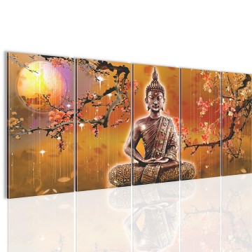 Canvas 5 luik schilderij boeddha azie3 220 x 80 cm 500655 0