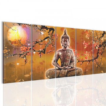 Canvas 5 luik schilderij boeddha azie3 220 x 80 cm 500655