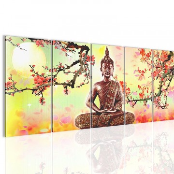 Canvas 5 luik schilderij boeddha azie4 220 x 80 cm 500655